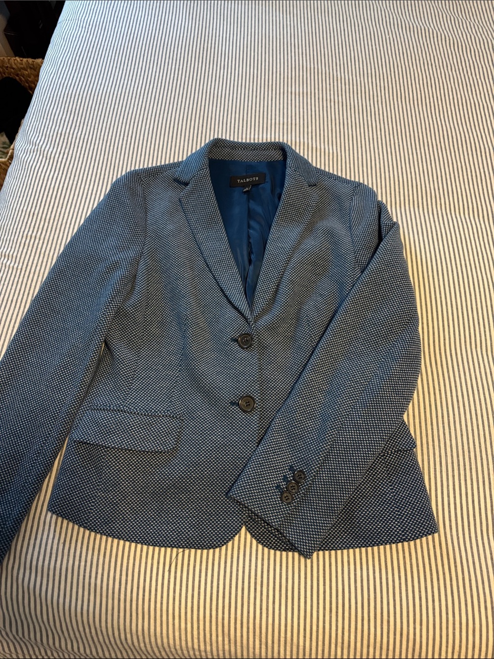Talbots Blue Textured Two-Button Blazer